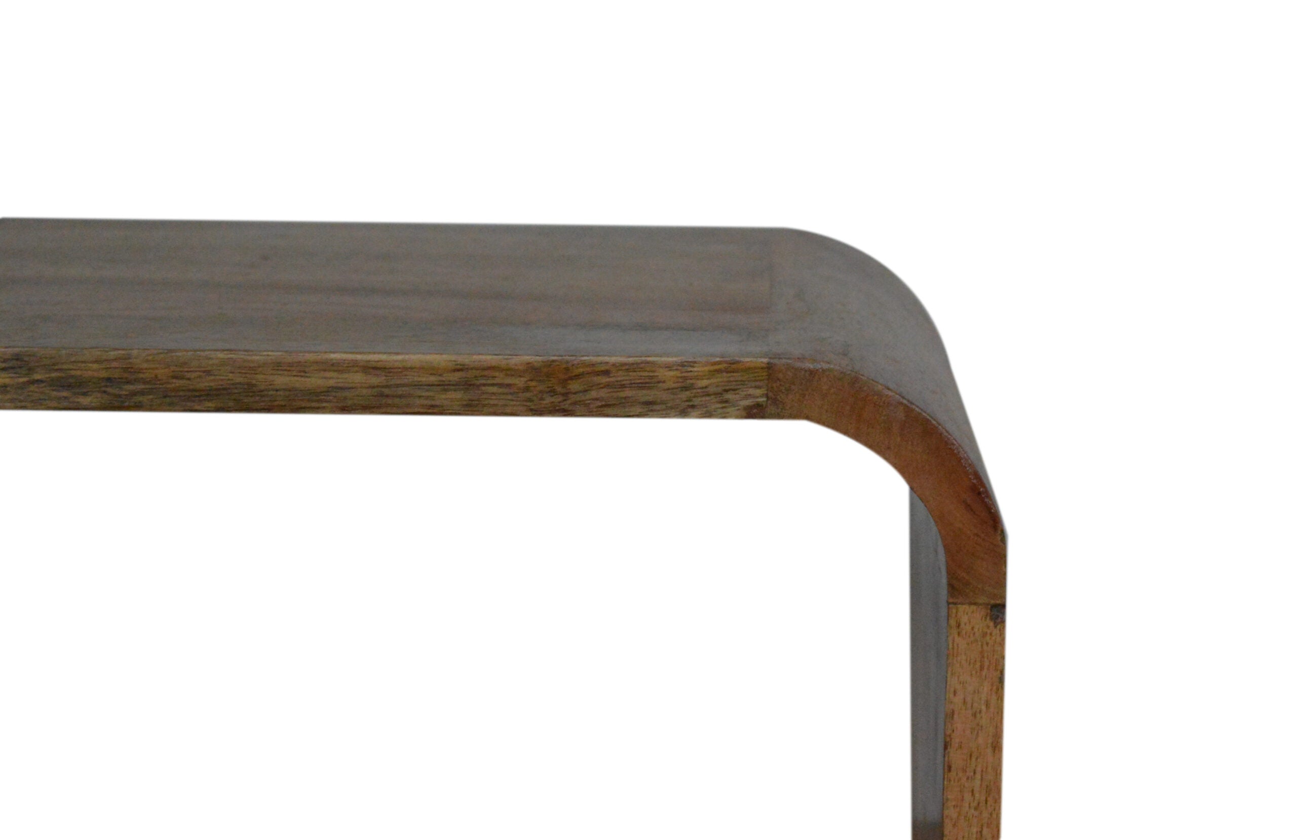 Compact Solid Mango Wood Bedside Table – Dark Brown Finish, Rounded Edges