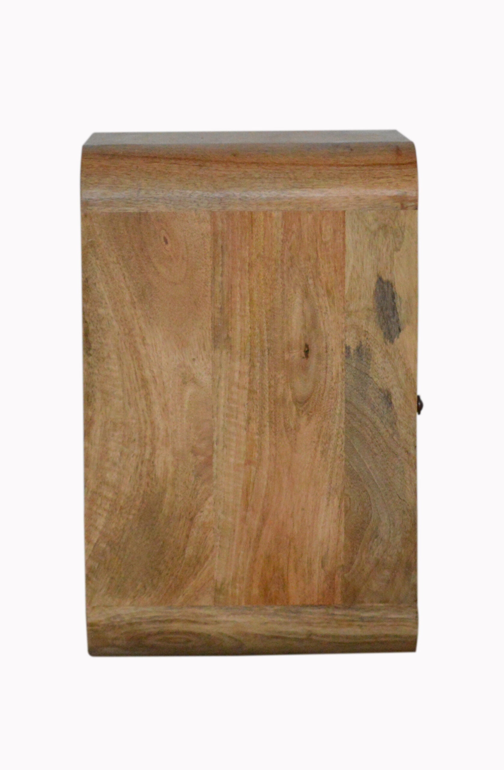 Compact Solid Mango Wood Bedside Table – Dark Brown Finish, Rounded Edges