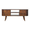 Handcrafted Solid Mango Wood TV Unit – Chestnut Finish, 4 Drawers