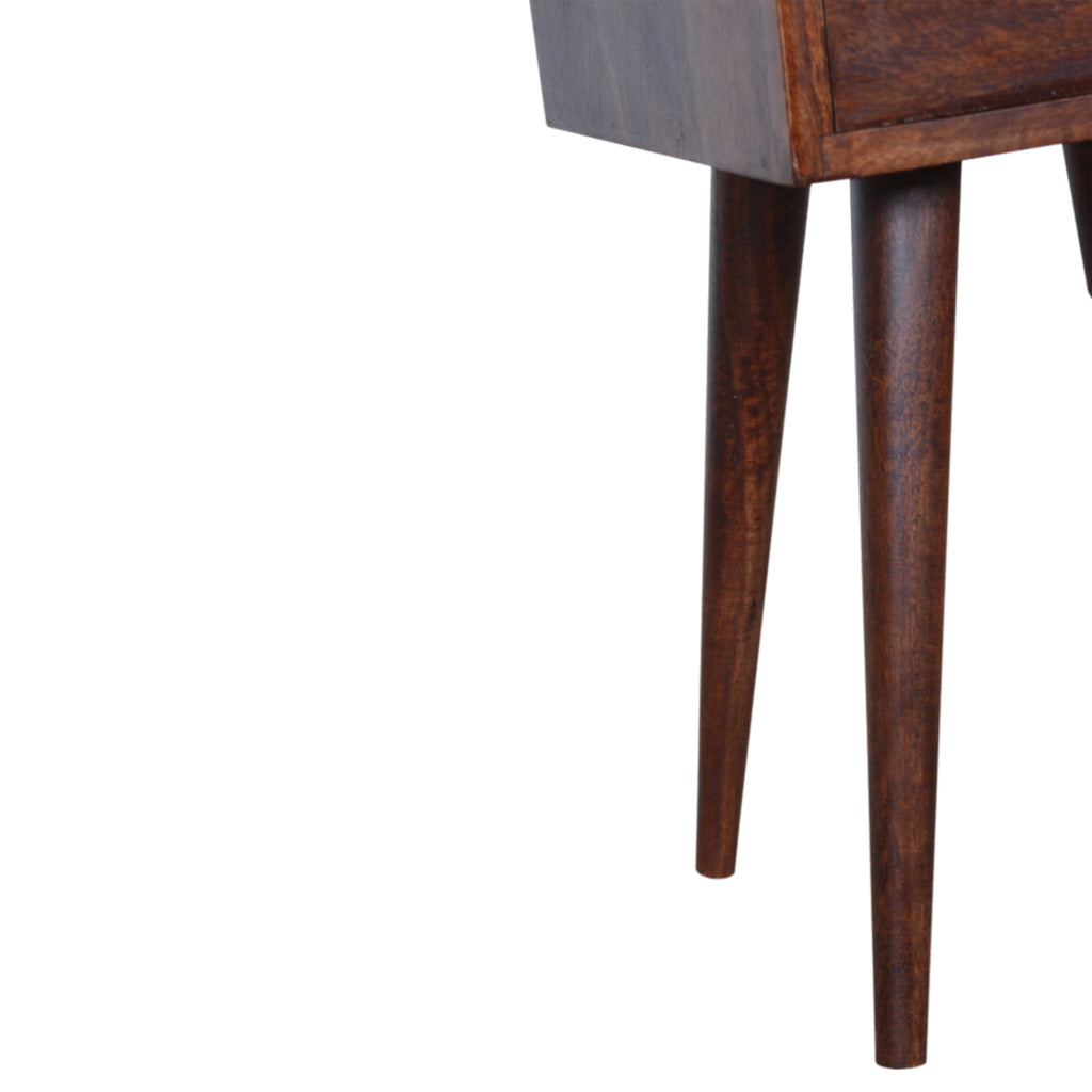 Space-Saving Solid Mango Wood Bedside Table – Cherry Finish, 1 Drawer