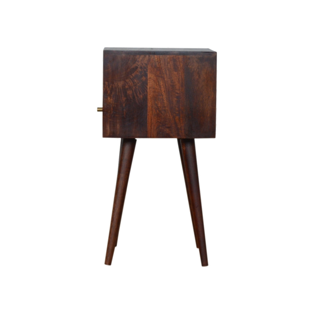 Space-Saving Solid Mango Wood Bedside Table – Cherry Finish, 1 Drawer