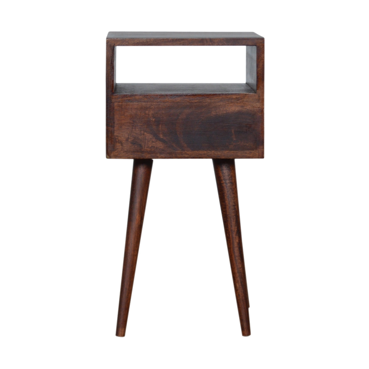 Space-Saving Solid Mango Wood Bedside Table – Cherry Finish, 1 Drawer