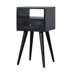 Contemporary Solid Mango Wood Bedside Table – Brown Finish, Drawer and Shelf Storage