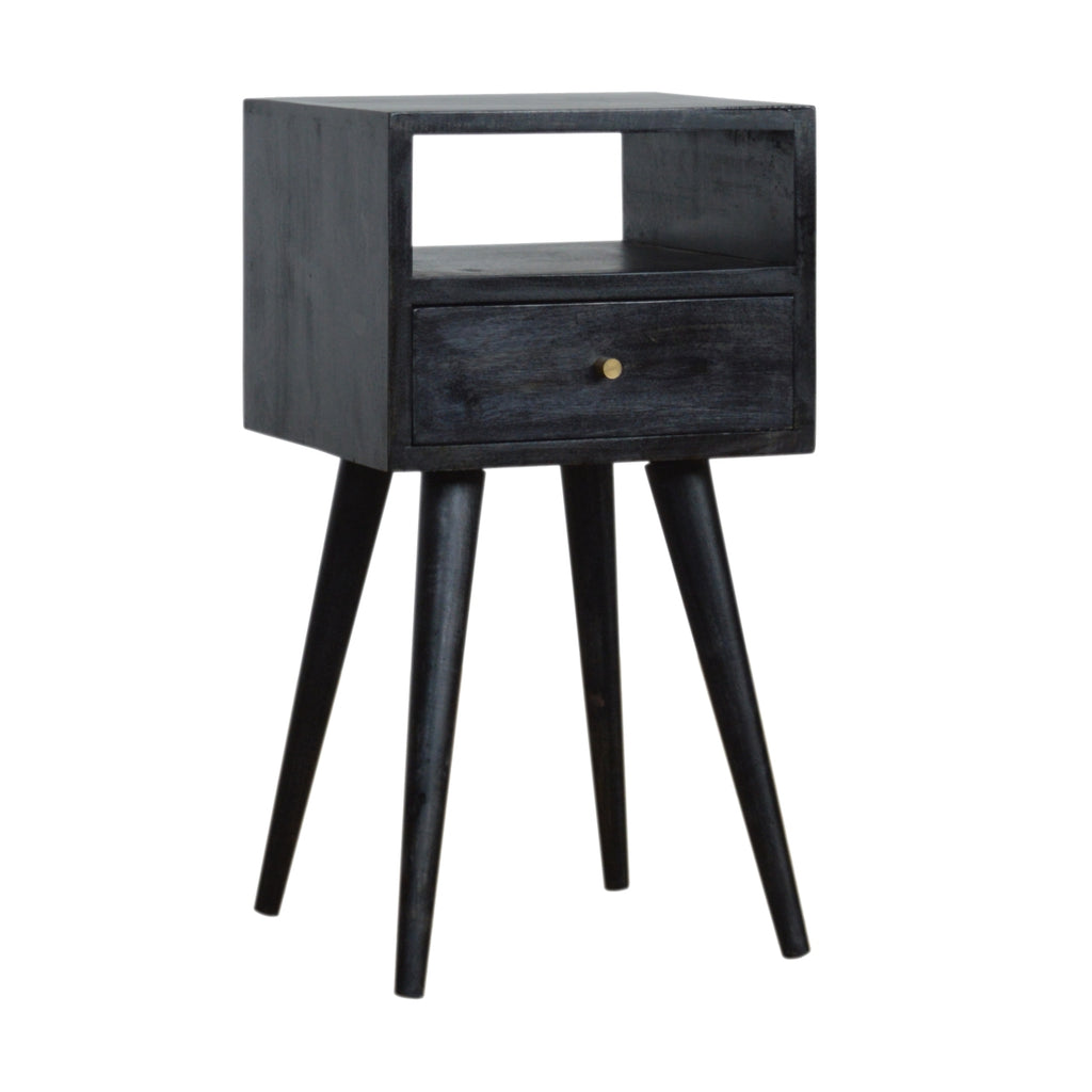 Contemporary Solid Mango Wood Bedside Table – Brown Finish, Drawer and Shelf Storage