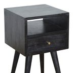 Contemporary Solid Mango Wood Bedside Table – Brown Finish, Drawer and Shelf Storage
