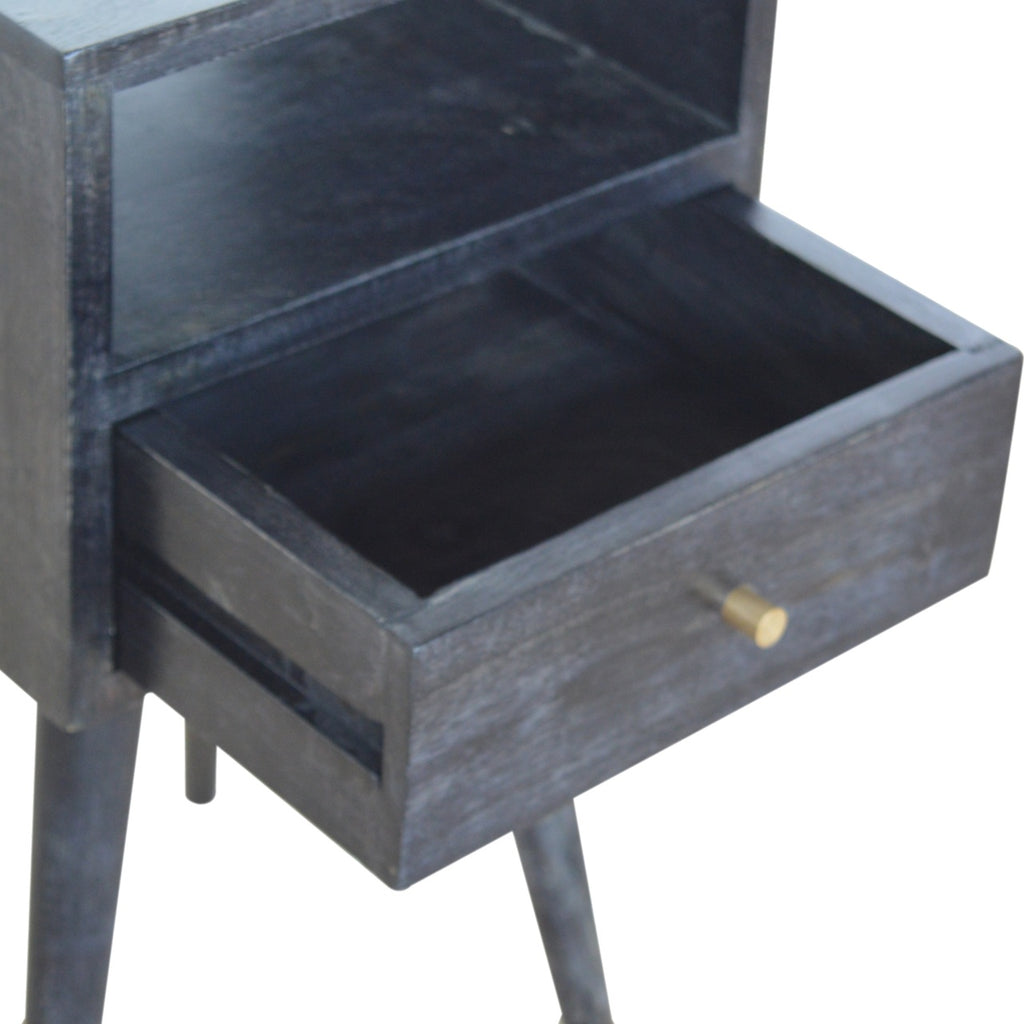 Contemporary Solid Mango Wood Bedside Table – Brown Finish, Drawer and Shelf Storage