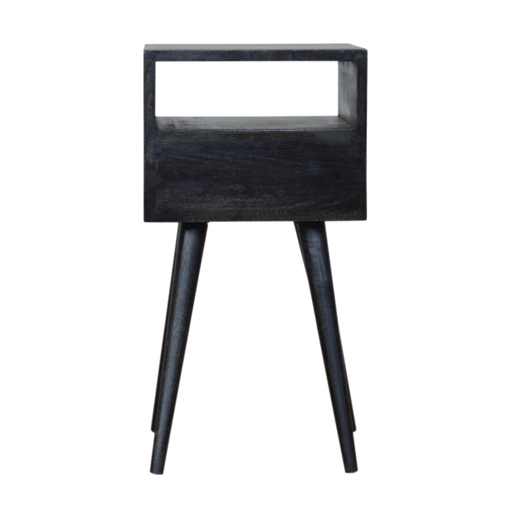 Contemporary Solid Mango Wood Bedside Table – Brown Finish, Drawer and Shelf Storage