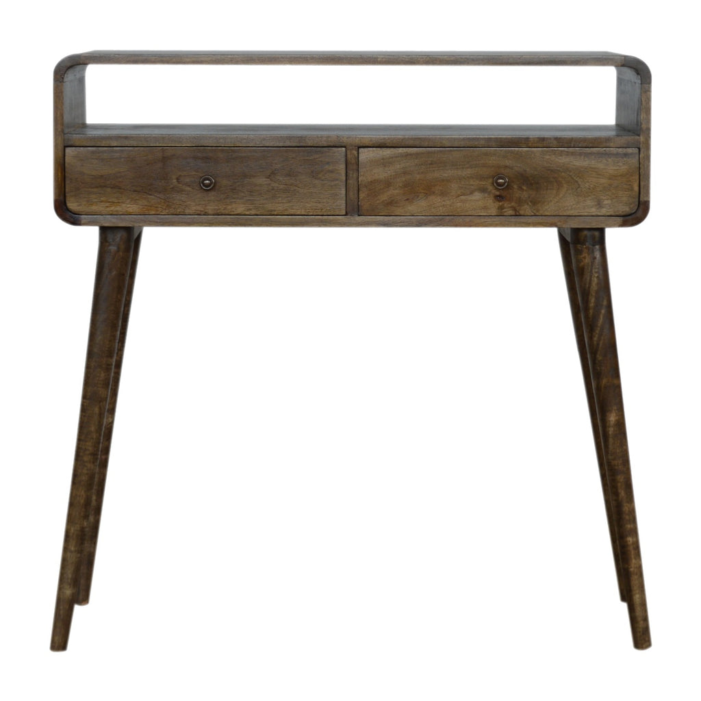 Handcrafted Solid Mango Wood Console Table – Grey Washed Finish, 2 Drawers