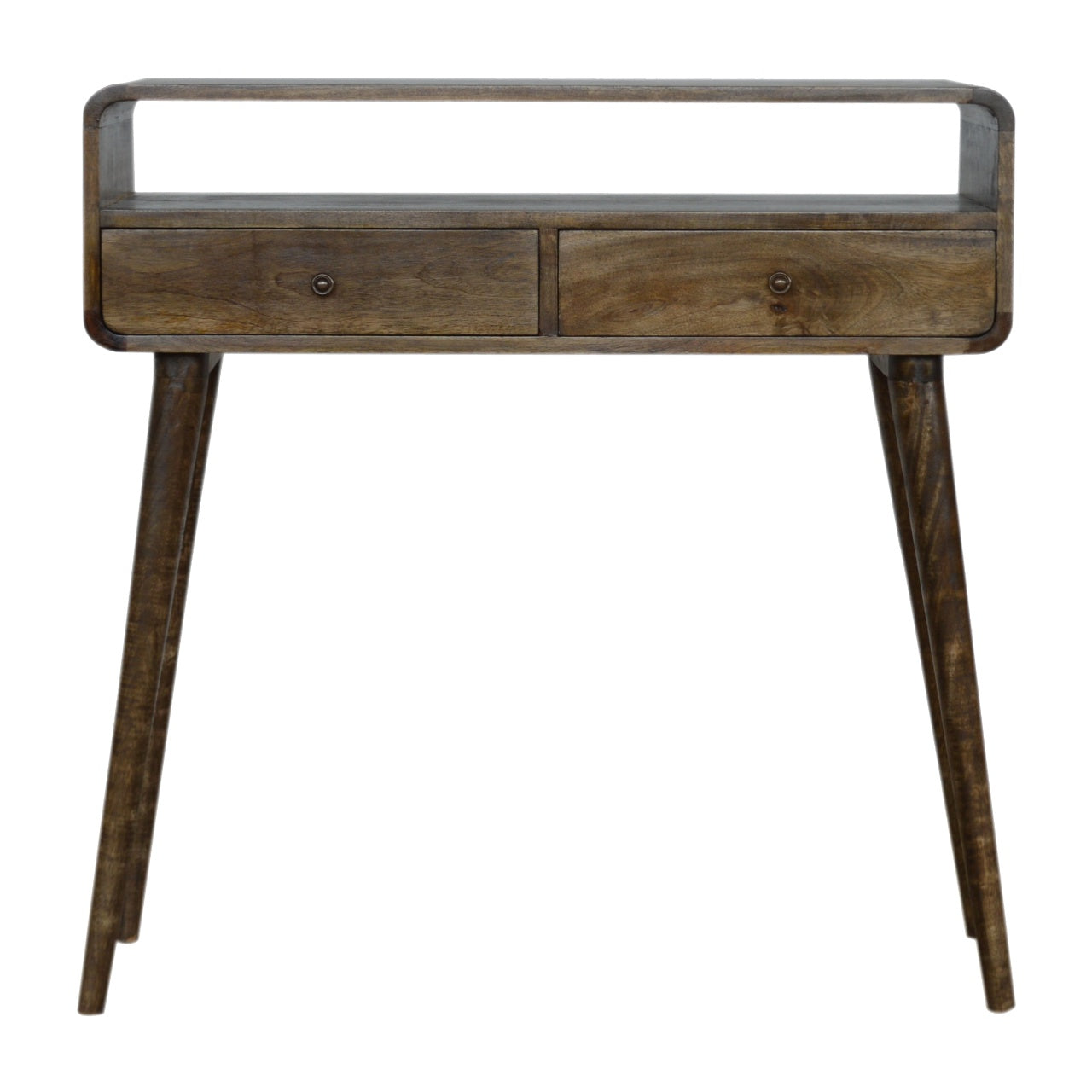 Handcrafted Solid Mango Wood Console Table – Grey Washed Finish, 2 Drawers