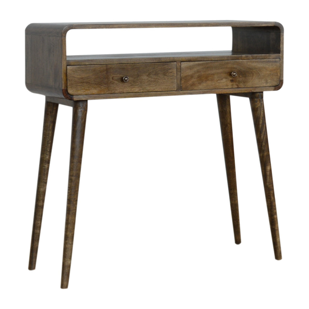 Handcrafted Solid Mango Wood Console Table – Grey Washed Finish, 2 Drawers