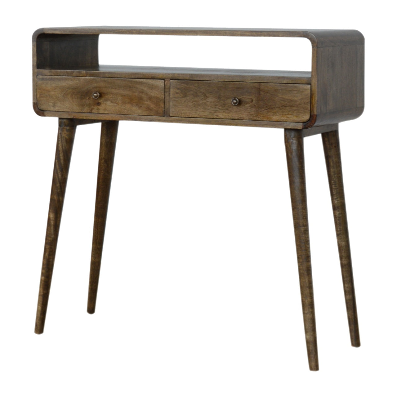 Handcrafted Solid Mango Wood Console Table – Grey Washed Finish, 2 Drawers