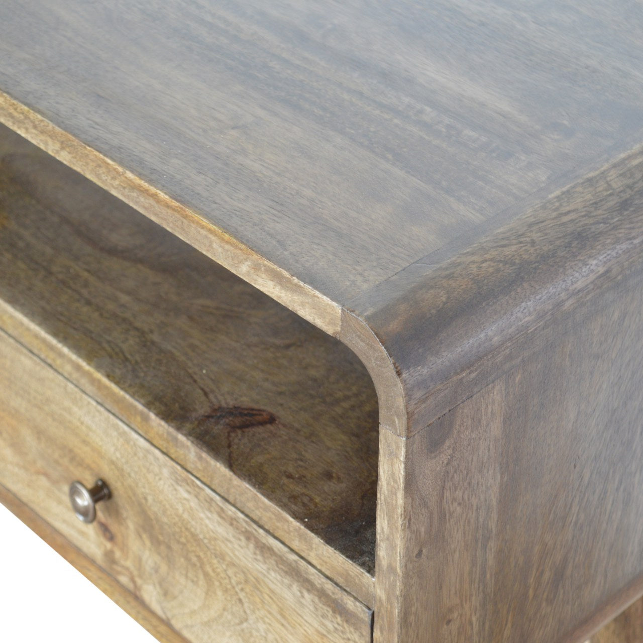 Handcrafted Solid Mango Wood Console Table – Grey Washed Finish, 2 Drawers