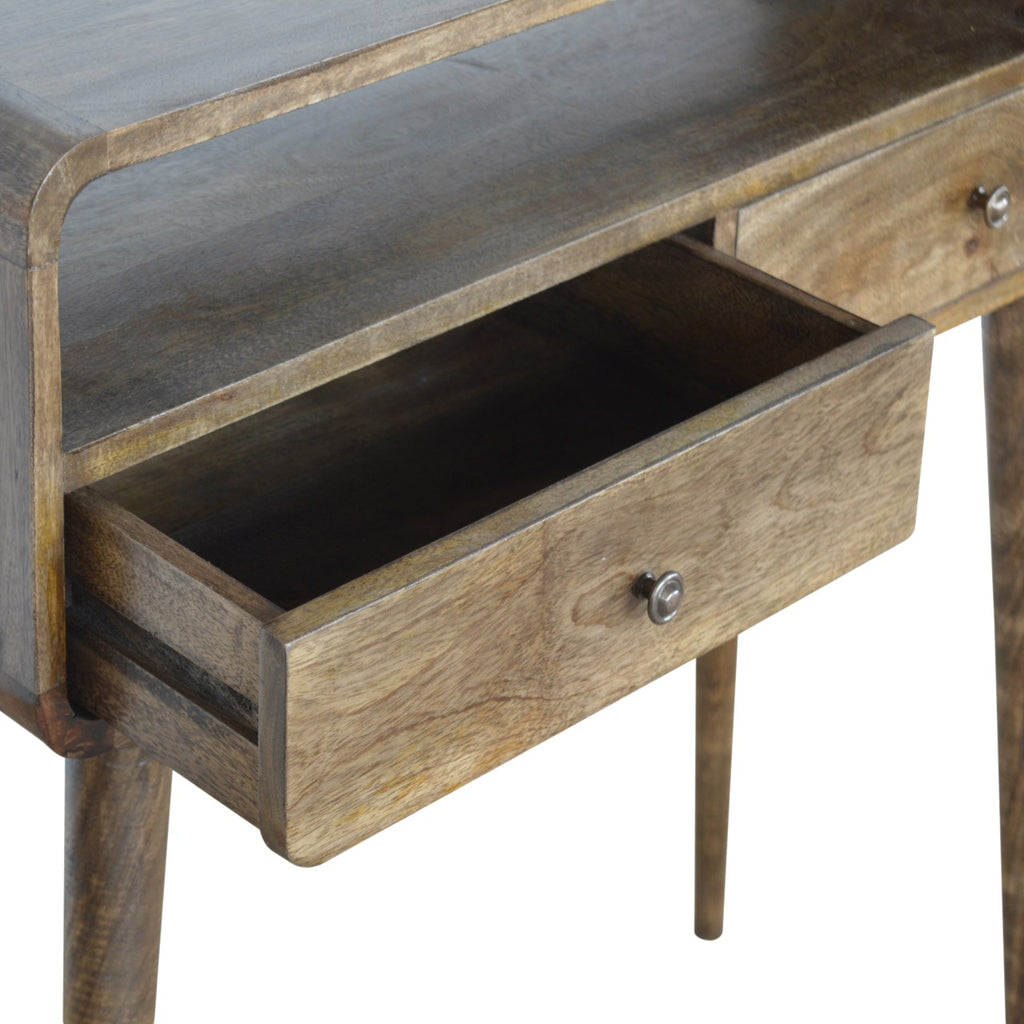 Handcrafted Solid Mango Wood Console Table – Grey Washed Finish, 2 Drawers