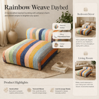 Striped Cotton Floor Daybed with Backrest 102cm