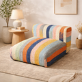 Striped Cotton Floor Daybed with Backrest 102cm