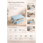 Blue Striped Resin Storage Box 17cm Glossy MDF