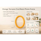 Orange Terrazzo Oval Resin Photo Frame 4x6 Inch