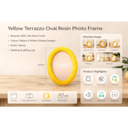 Yellow Terrazzo Oval Resin Photo Frame 4x6 Inch