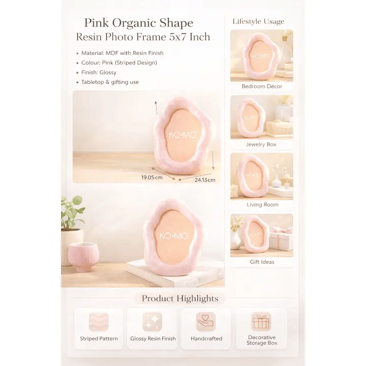 Pink Organic Shape Resin Photo Frame 5x7 Inch