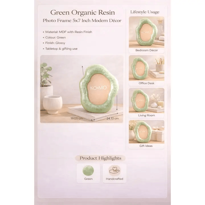 Green Organic Shape Resin Photo Frame 5x7 Inch