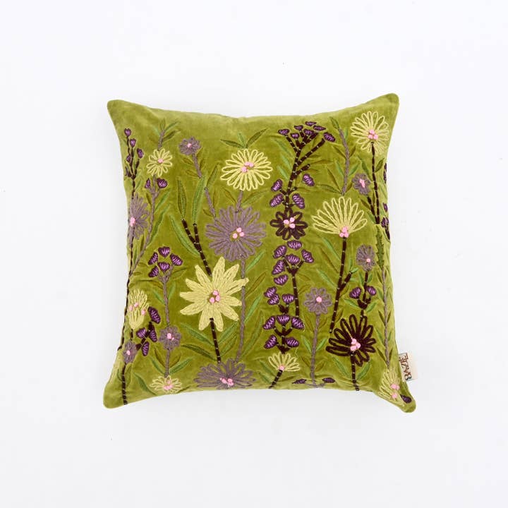Velvet Cotton Cushion- Sea Green- 45x45 cm