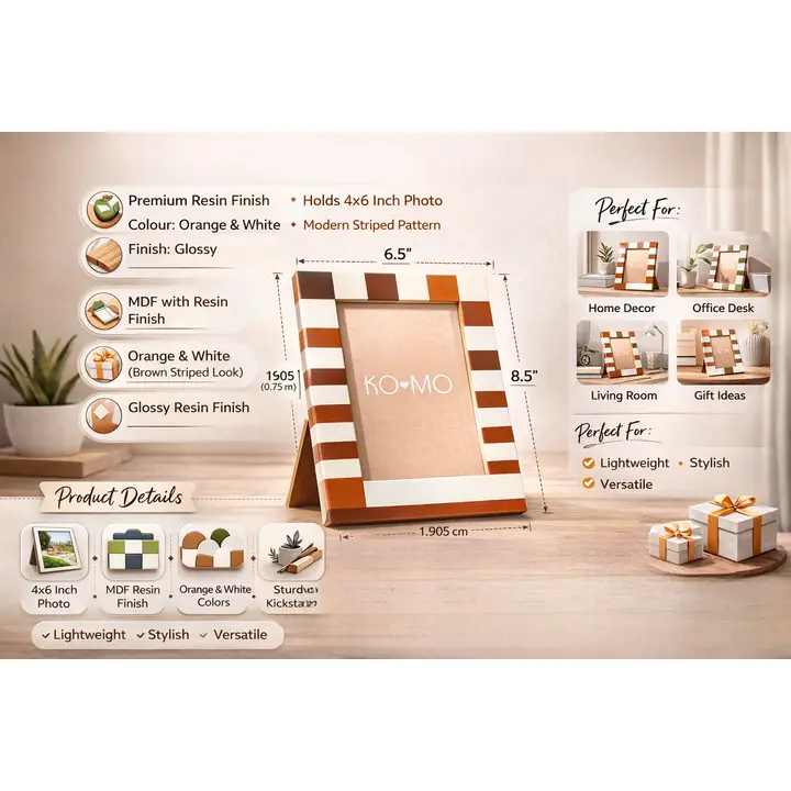 Brown Striped Resin Photo Frame 4x6 Inch