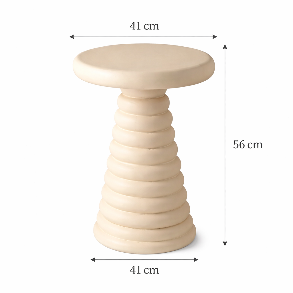 Modern Aluminium Side Table | Beige Sculptural Accent Table