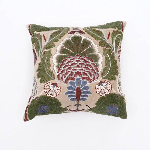 Hand-Embroidered Cotton Velvet Cushion 45×45 cm
