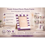 Purple Striped Resin Photo Frame 4x6 Inch