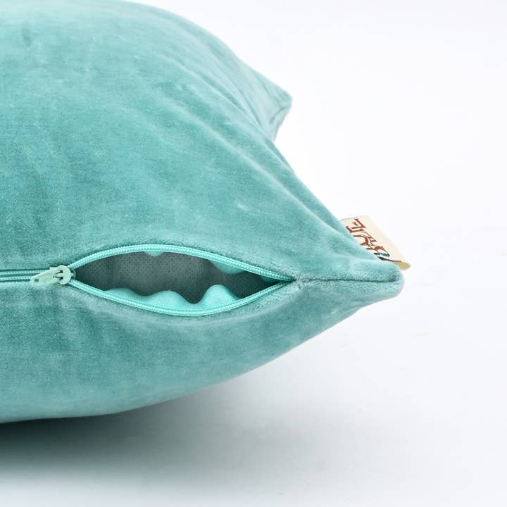 Velvet Cotton Cushion- Vespa Teal- 45x45 cm
