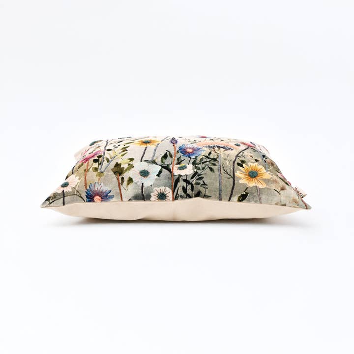 Spring Botanical Embroidered Lumbar Cushion-40x60 cm