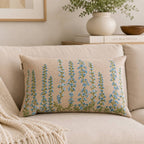 Cascade Floral Embroidered Cotton Lumbar Cushion- 40x60 cm
