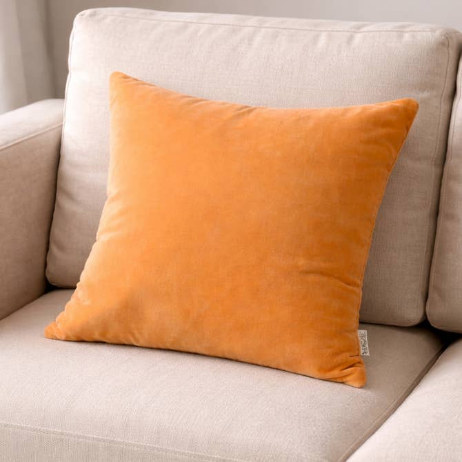 Velvet Cotton Cushion- Ochre Mustard- 45x45 cm