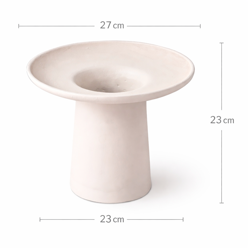 Modern Aluminium Pedestal Vase -Ivory Decorative Centerpiece