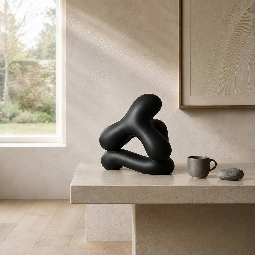 Modern Abstract Aluminium Sculpture | Black Tabletop Decor