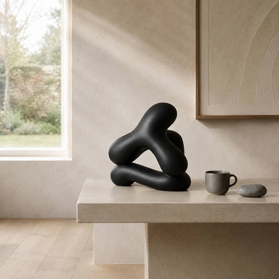 Modern Abstract Aluminium Sculpture | Black Tabletop Decor
