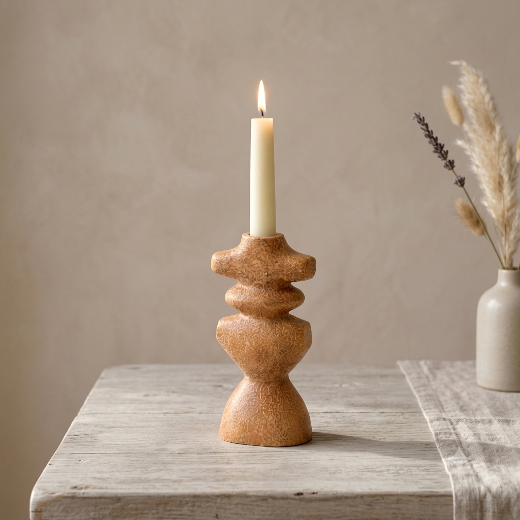 Brown Textured Aluminium Candle Holder