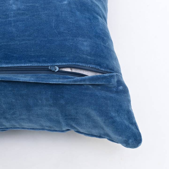 Cotton Cushion- Blue Velvet Design- 45x45 cm