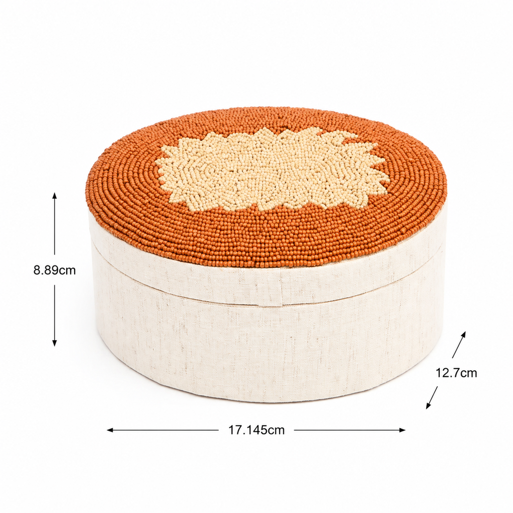 Amber Elegance Beaded Oval Keepsake Box 7x5 Inch