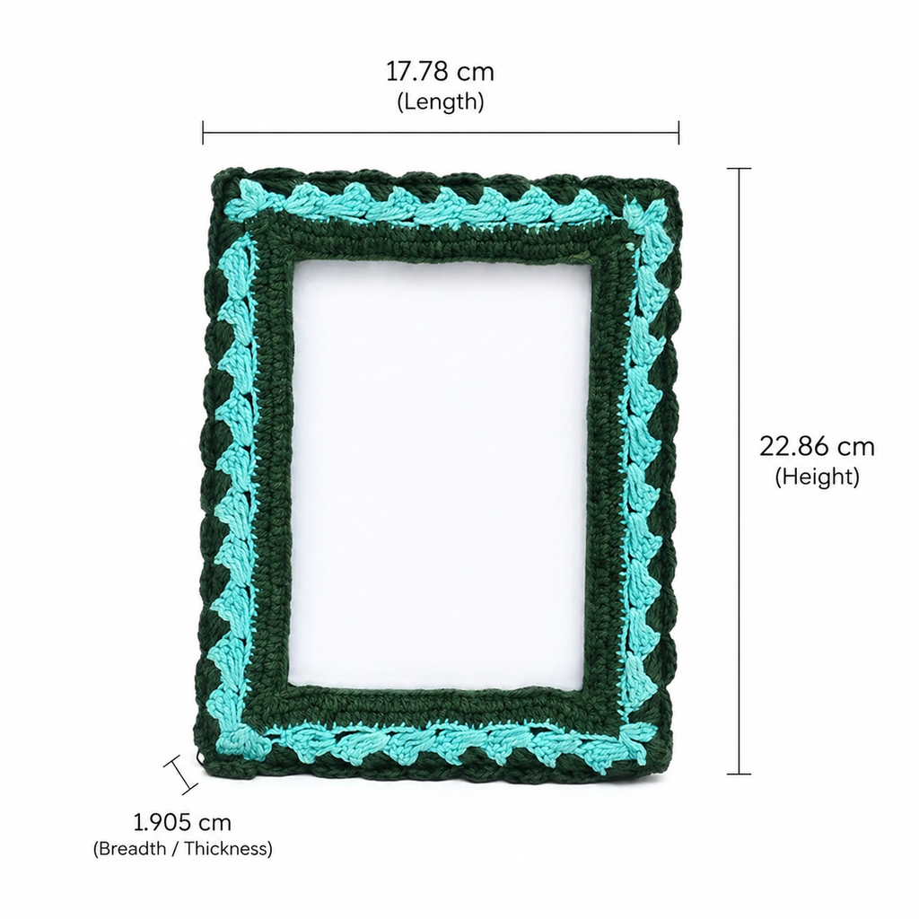 Sage Serenity Crochet Photo Frame 5x7 Inch, Green