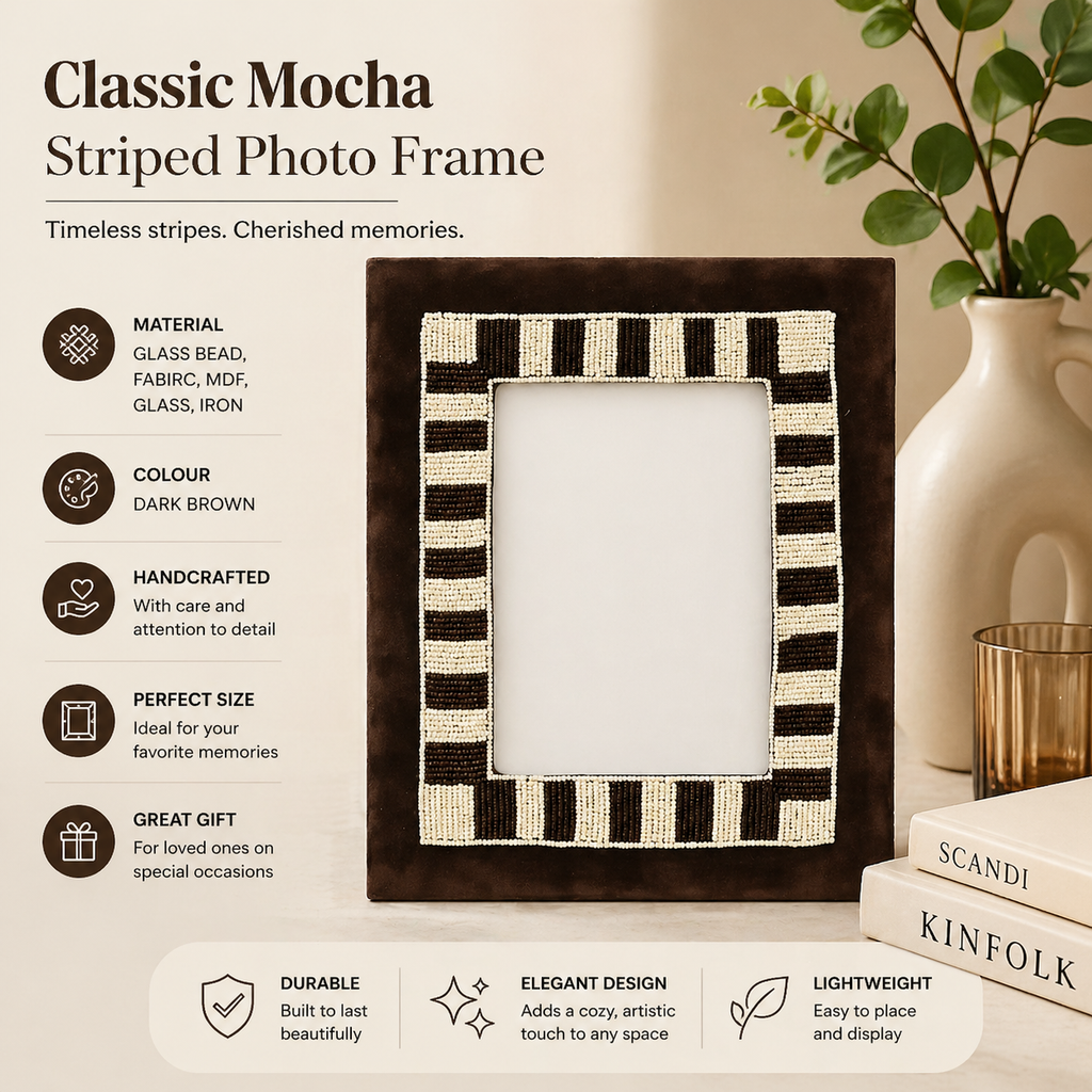 Classic Mocha Striped Photo Frame 5x7 Inch, Brown
