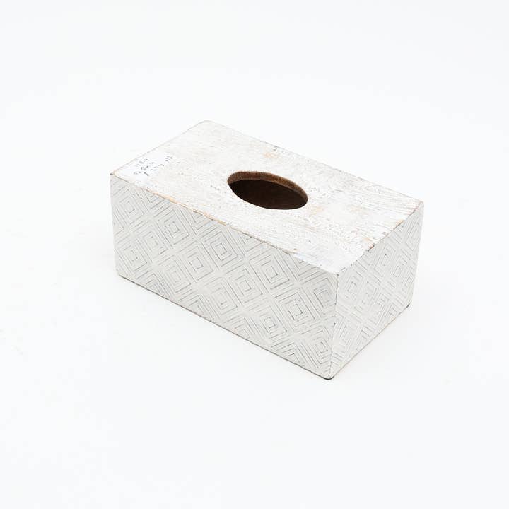 Ronald White Mango Wood Tissue Box Cover