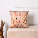 Embroidered Cotton Cushion- Alina Rabbit Design- 45x45 cm