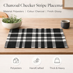 Charcoal Checker Polyester Placemat for Dining