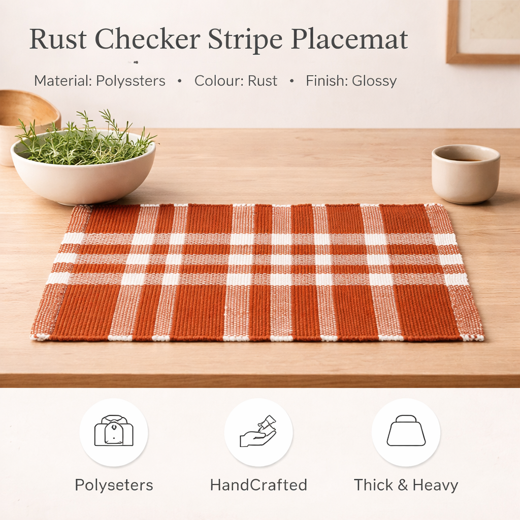 Rust Checker Stripe Polyester Placemat for Dining