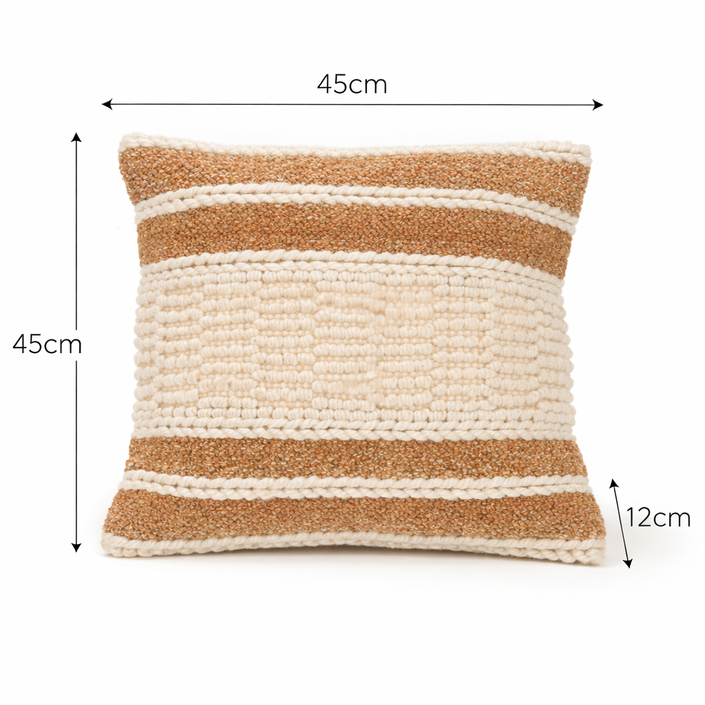 Beige & Ivory Handwoven Decorative Cushion Cover