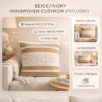 Beige & Ivory Handwoven Decorative Cushion Cover