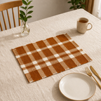 Gold Checker Polyester Placemat for Elegant Dining