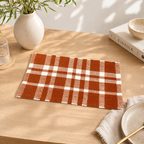Rust Checker Stripe Polyester Placemat for Dining