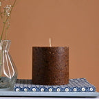 Lavender & Rosemary Marble Pillar Candle, Sandstone
